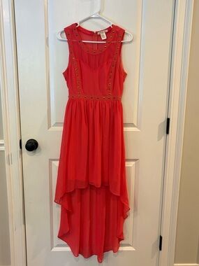 Arden B Coral Pink Studded Chiffon Top